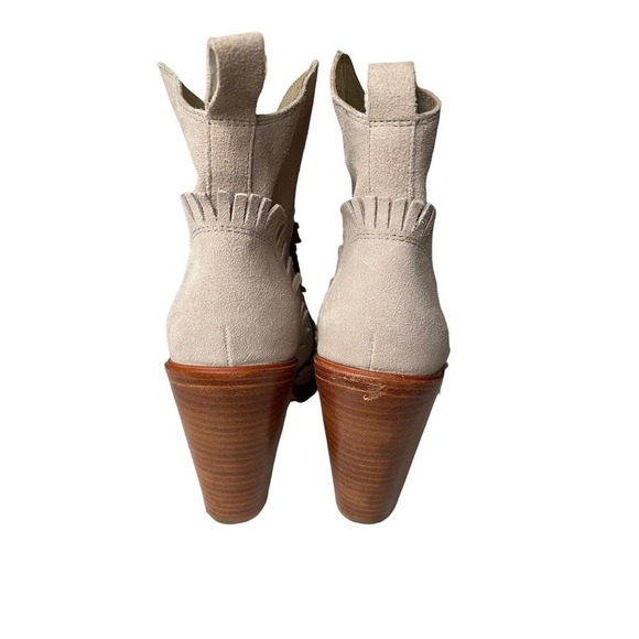 Joie Mathilde Suede Boho Western Ankle Boots Booties Fringe Putty Gray Size 10 - Picture 3 of 9